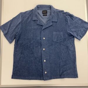 Howlin’ Terry Cloth Button Front Shirt Blue Large Made in Belgium